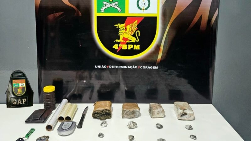Dois membros de facção são presos pela PM por ameaça e tráfico de drogas