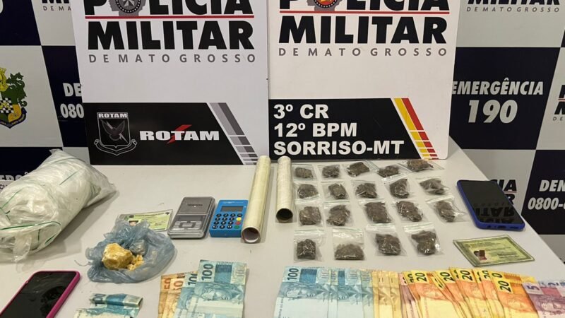 Rotam prende duas pessoas em flagrante por tráfico de drogas em Sorriso