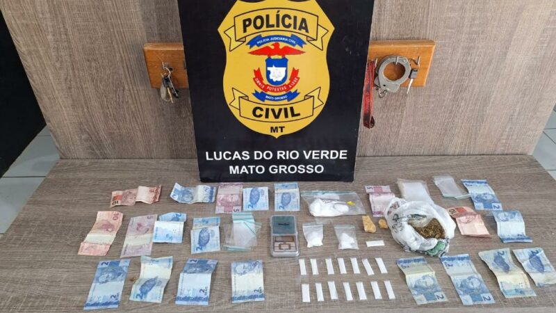 Polícia Civil prende jovens encontrados com drogas em casa de Lucas do Rio Verde