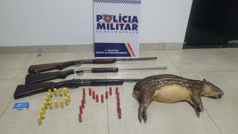 PM prende três homens por porte ilegal de arma de fogo e caça de animais silvestres