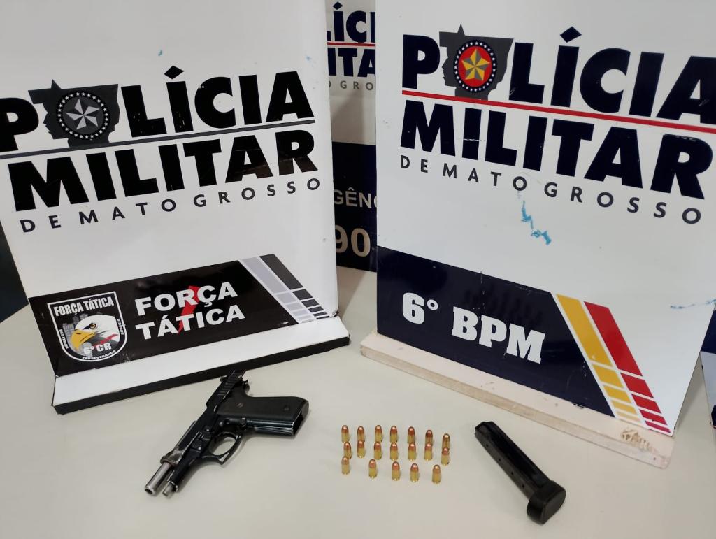 Polícia Militar conduz dois faccionados para delegacia e apreende arma de fogo em Cáceres