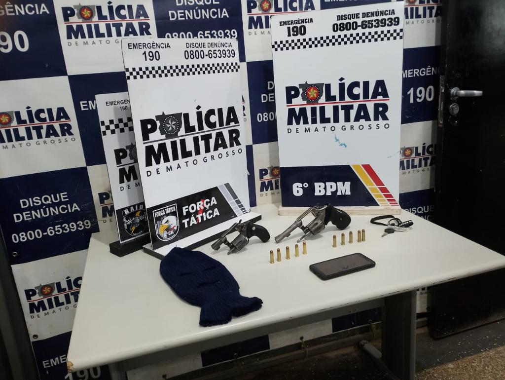 Polícia Militar apreende armas e prende dois integrantes de facção criminosa em Cáceres