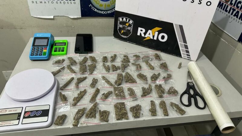 Companhia Raio prende casal por tráfico de drogas e apreende 47 porções de maconha