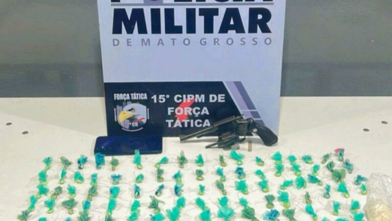 Força Tática apreende adolescente com arma de fogo e 100 porções de pasta base
