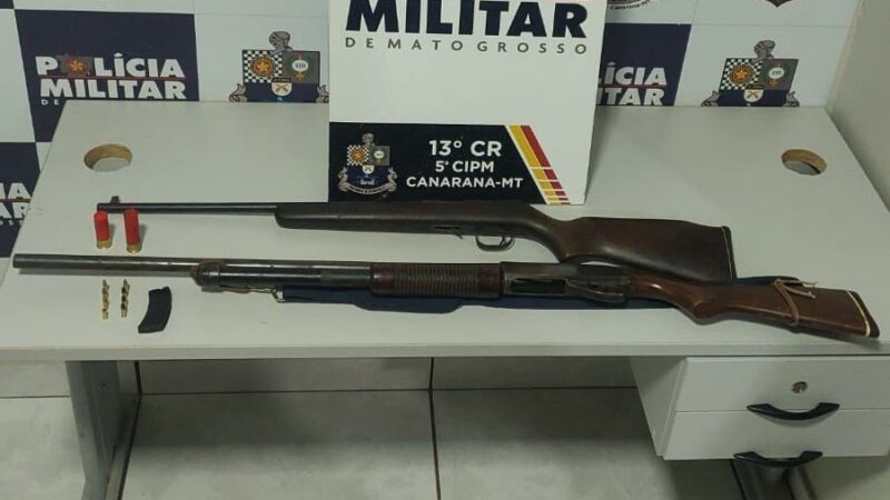 Polícia Militar prende homem por atirar em cachorro e apreende armas na zona rural de Canarana