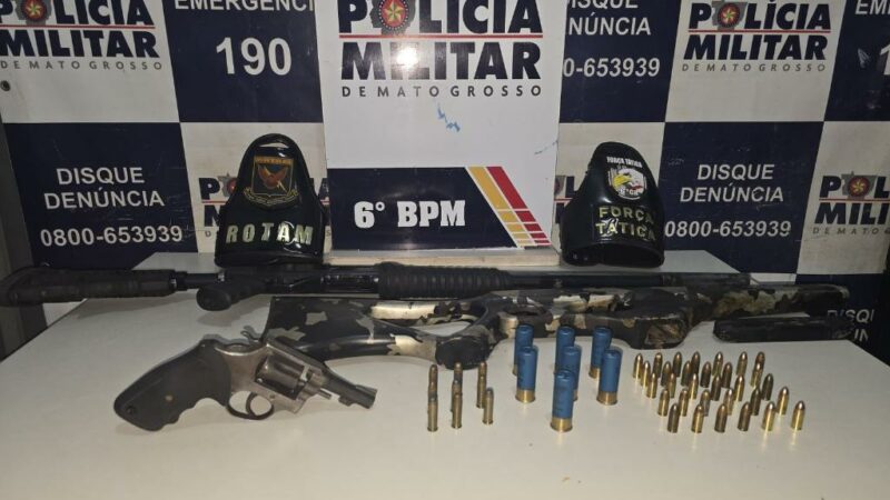 Polícia Militar prende sete faccionados e apreende seis armas de fogo em Cáceres