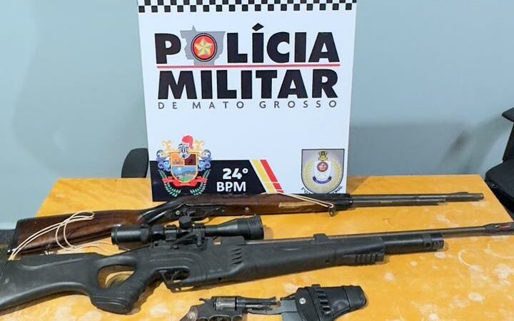 Polícia Militar apreende armas de fogo e munições e evita feminicídio em Cuiabá