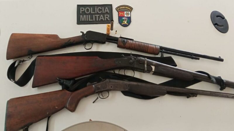 PM prende suspeito de furto e abate de gado e apreende três armas de fogo em distrito no Araguaia