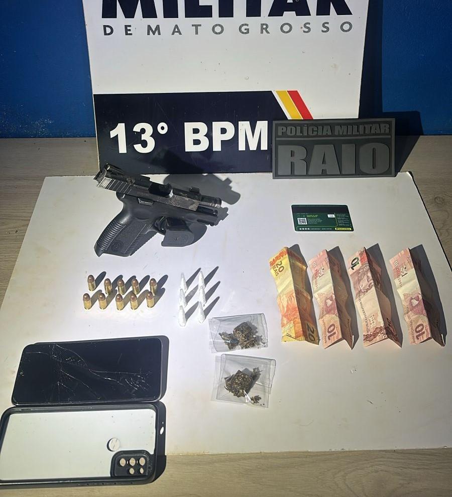 Polícia Militar prende facionado por porte ilegal de arma de fogo e tráfico de drogas
