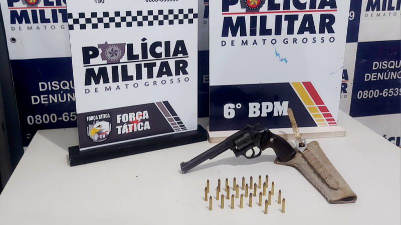 Força Tática apreende arma de fogo, munições e prende homem por porte ilegal