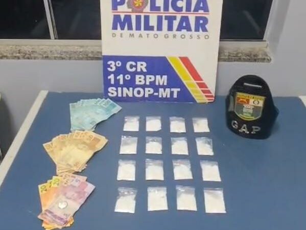 Polícia Militar prende faccionado por tráfico e apreende mais de R$ 3 mil em Sinop